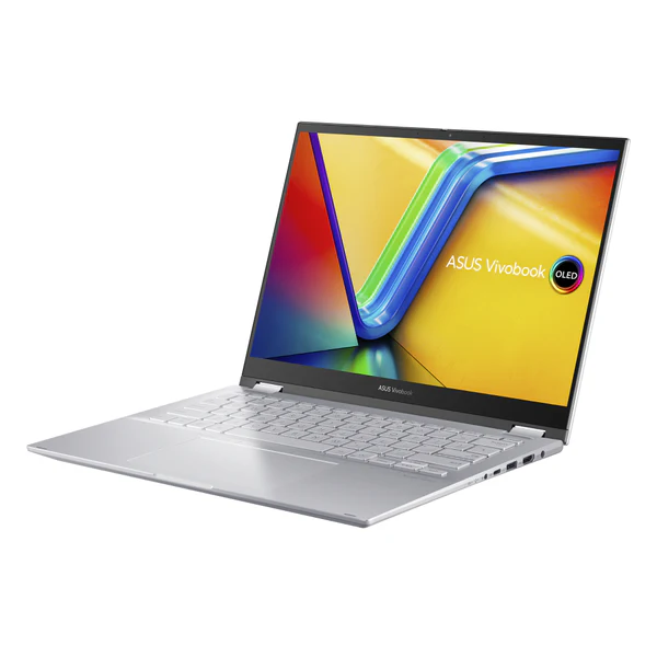 Asus Vivobook S 14 Flip Laptop, AMD Ryzen 5 7530U, 14 Inch, 512GB SSD, 8GB RAM - Cool Silver in left