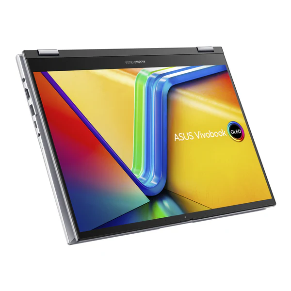 Asus Vivobook S 14 Flip Laptop, AMD Ryzen 5 7530U, 14 Inch, 512GB SSD, 8GB RAM - Cool Silver full fliped