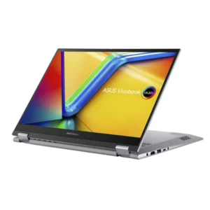 Asus Vivobook S 14 Flip Laptop, AMD Ryzen 5 7530U, 14 Inch, 512GB SSD, 8GB RAM - Cool Silver in flip position from left side