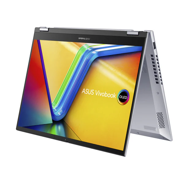 Asus Vivobook S 14 Flip Laptop, AMD Ryzen 5 7530U, 14 Inch, 512GB SSD, 8GB RAM - Cool Silver in flip position