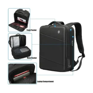 ARCTIC HUNTER B00345 Travel bag for 15.6_ laptop back with USB port Water Resistant - Black 8