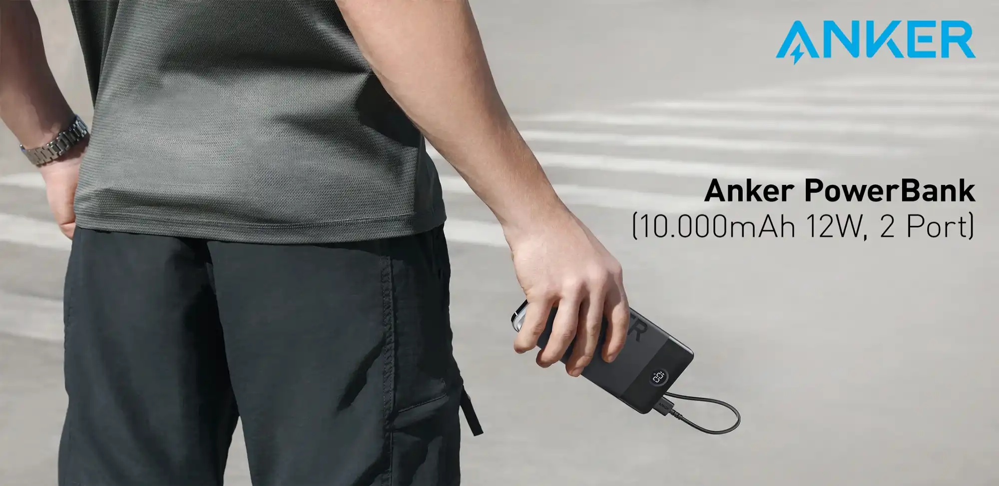 Anker 324 PowerBank 10000mAh 12W, 2 Ports - Black Banner