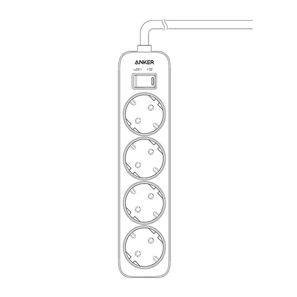 Anker Power Strip (4-in-1), A9143L21 - White, draw