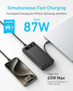 Anker Powercore 20k 20000mAh 87W PowerBank with built-in USB-C Cable & Display - A1383H11 - Black 6
