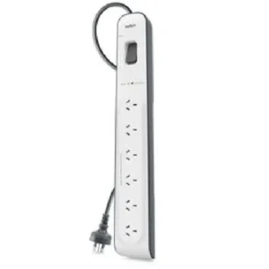 Belkin Surge master Surge Protector 6 Way Outlet 2m - White in front side