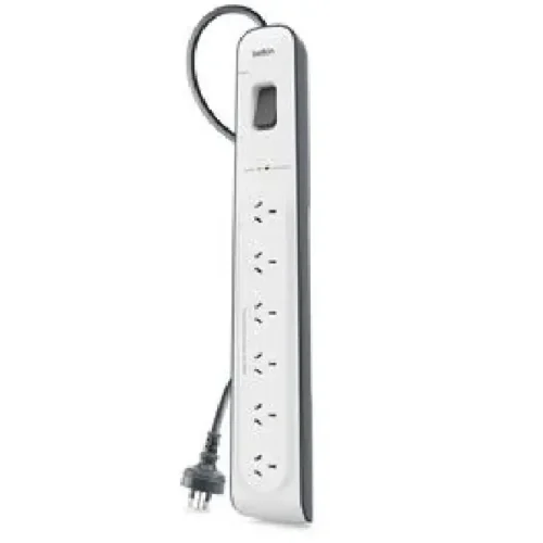 Belkin Surge master Surge Protector 6 Way Outlet 2m - White in front side