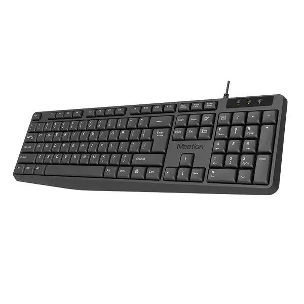 Meetion MT-K200 USB Wired Keyboard - Black from angle