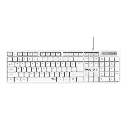 Meetion MT-K300 USB Standard Wired Keyboard - White from above