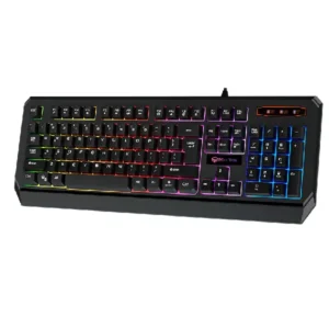 Meetion MT-K9320 Rainbow Backlit Arabic Wired Gaming Keyboard - Black from angle