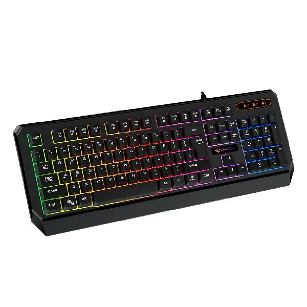 Meetion MT-K9320 Rainbow Backlit Arabic Wired Gaming Keyboard - Black from angle2