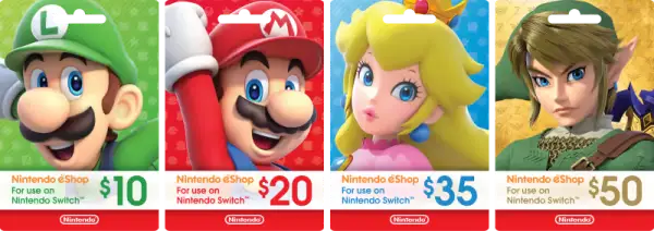 Nintendo eShop gift cards