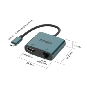 ONTEN OTN-UC288 2-in-1 USB-C to HDMI 4K Adapter with RJ45 (100_10Mbps) - OTN-UC288 - Green 3