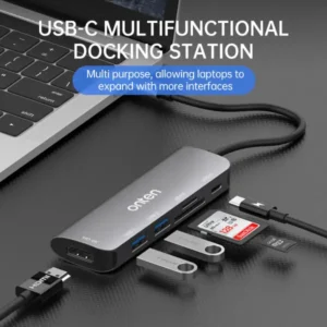 Onten 6 in 1 Type-C Multi-function Docking Station - OTN-95116D - Silver Ports