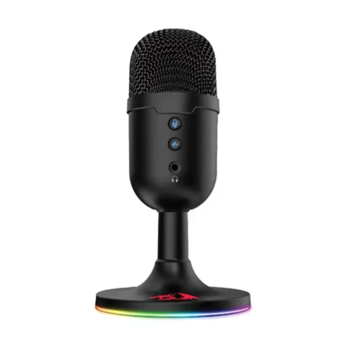 Redragon GM303 Pulsar Streaming Condenser Wired RGB Gaming Microphone Volume Mute, Noise Cancelling Control - Black in front