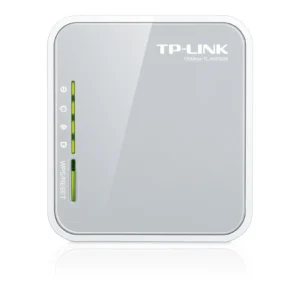 TP-Link TL-MR3020 Portable Router in front of