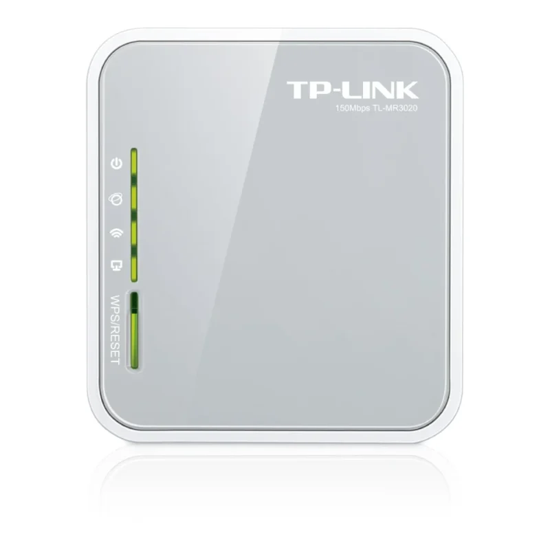 TP-Link TL-MR3020 Portable Router in front of